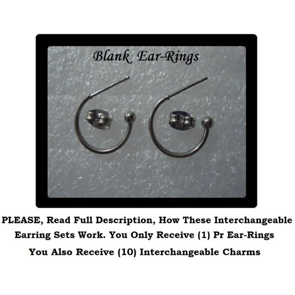 NEW Solid Color Charm Interchangeable Earrings 5 Pairs in Set Infused Glass - Picture 3 of 6